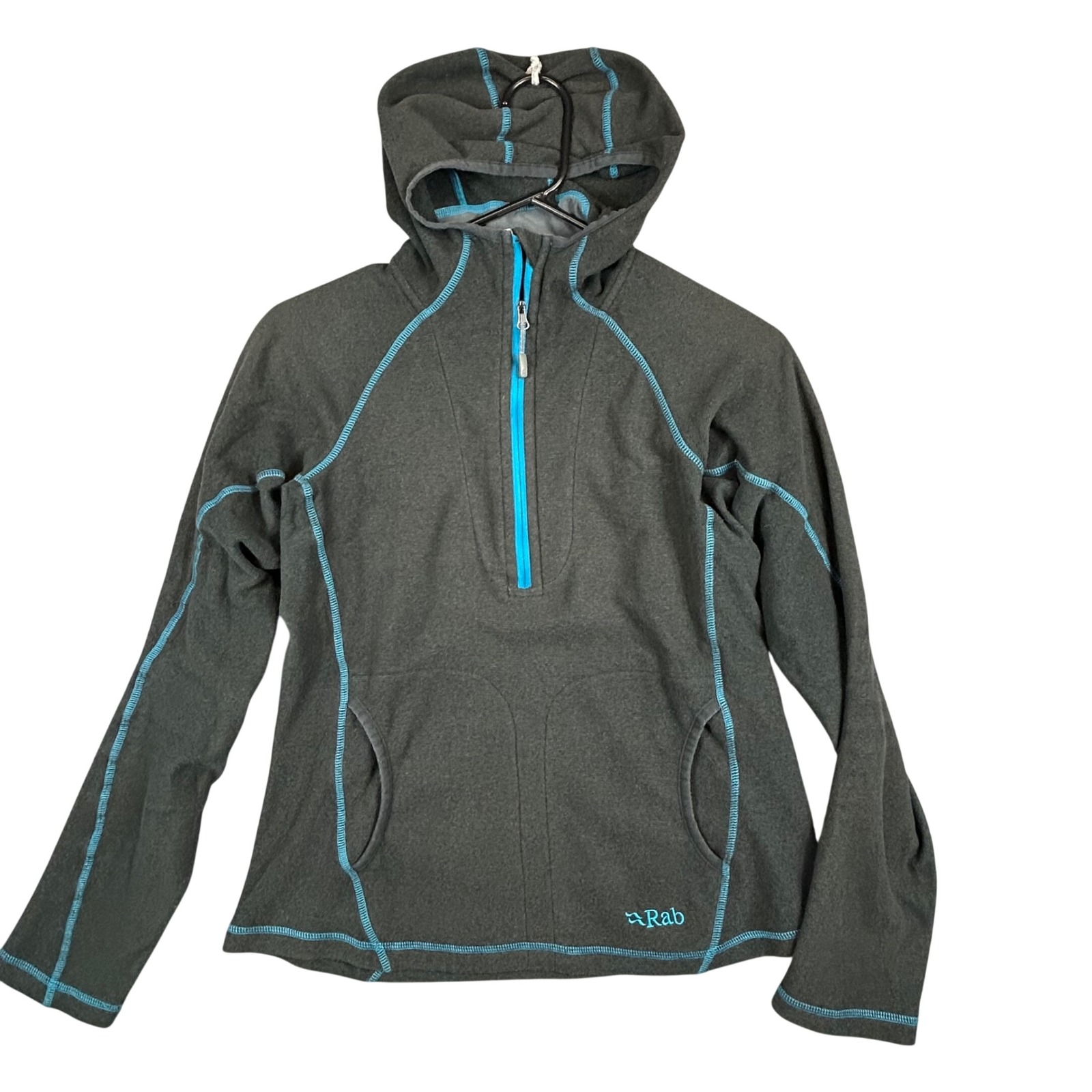 Rab Women's Charcoal Gray Fleece Pullover Hoodie Quarter Zip Outdoor Size S